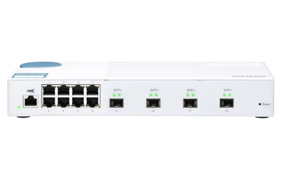 QNAP - QSW-M408S-US - QNAP QSW-M408S 12-port layer 2 Managed Switch. Eight 1GbE ports and four 10G SFP+ Ports. Easy Management with Web Browser
