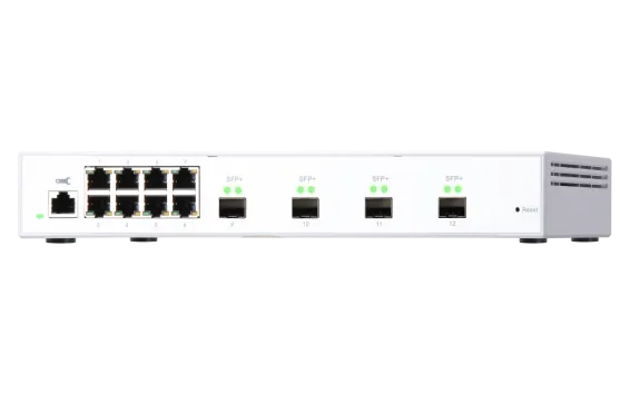 QNAP - QSW-M408S-US - QNAP QSW-M408S 12-port layer 2 Managed Switch. Eight 1GbE ports and four 10G SFP+ Ports. Easy Management with Web Browser