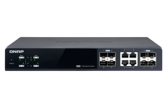 QNAP - QSW-M804-4C-US - QNAP QSW-M804-4C, Management Switch, 8 Port of 10GbE Port Speed, 4 port SFP+, 4 port  SFP+/ NBASE-T Combo, Support for 5-speed Auto Negotiation (10G/5G/2.5G/1G/100M)