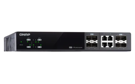 QNAP - QSW-M804-4C-US - QNAP QSW-M804-4C, Management Switch, 8 Port of 10GbE Port Speed, 4 port SFP+, 4 port  SFP+/ NBASE-T Combo, Support for 5-speed Auto Negotiation (10G/5G/2.5G/1G/100M)