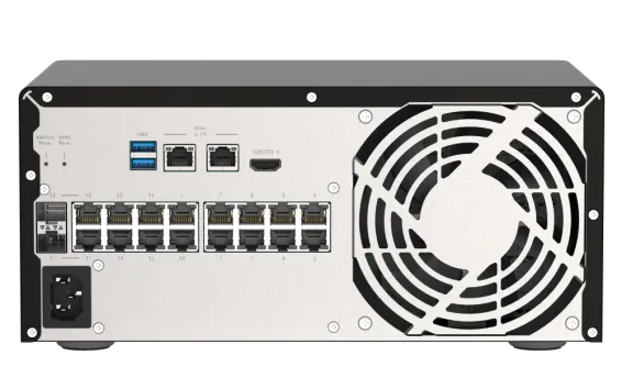 QNAP - QVP-41B-8G-P-US - QNAP 4 Bay NVR, 8CH (Max Channels: 24), VMS built-in, IP Surveillance, HDMI output for local display, 14 1GbE RJ45 PoE ports, 2  1GbE Combo SFP/RJ45 Combo Ports. 2 2.5 GbE RJ45 Port