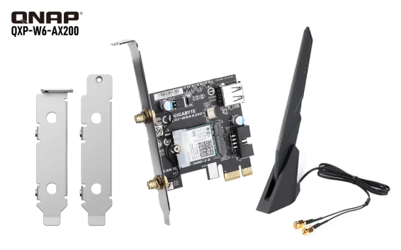 QNAP - QXP-W6-AX200 - QNAP WiFi 6 (Intel AX200) PCIe wireless card w/ antenna & brackets for NAS; Giga-byte GC-WBAX200 QNAP Edition