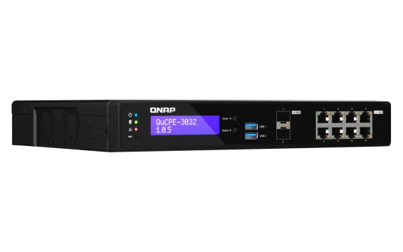 QNAP - QuCPE-3032-C3558R-8G-US - Desktop 10 Port uCPE QuCPE-3032-C3558R-8G Intel Atom C3558R 4C 2.4GHz, 8GB DDR4 RAM, 2 x M.2 2280 NVMe slots, 2
