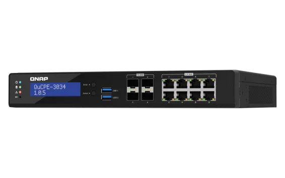 QNAP - QuCPE-3034-C3758R-16G-US - Desktop 12 Port uCPE QuCPE-3034-C3758R-16G-US Intel Atom C3758R 8C 2.4GHz, 16GB DDR4 RAM, 2 x M.2 2280 NVMe slots, 4