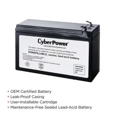 CYBERPOWER - RB1280A - Replacement Battery Cartridge for CP825LCD, CP800AVR, CP825AVR-G, CP825AVRLCD-G, CP850AVRLCD, 1 battery, 12V/8AH, Sealed lead-acid, 18 month warranty