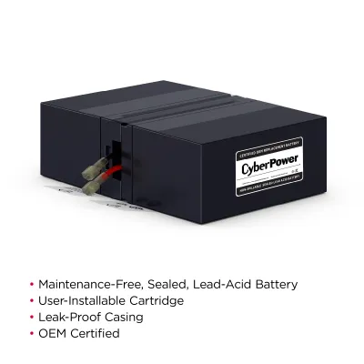 Cyber Power - RB1280X2B - UPS SYSTEMS Replacement Batteries, Replacement Battery Cartridge for CP1500PFCLCD, 2 batteries, 12V/8AH