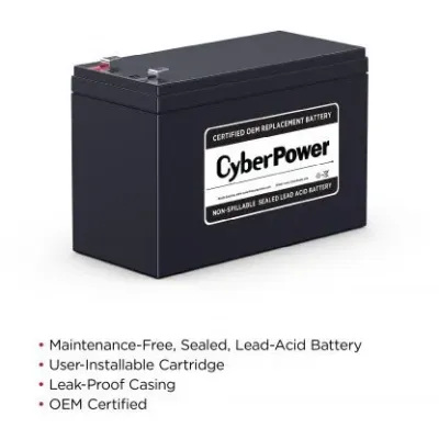 CYBERPOWER - RB1290 - Replacement Battery Cartridge for CP1000AVRLCD, 1 battery, 12V/9AH, Sealed lead-acid, 18 month warranty