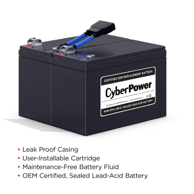 Cyber Power - RB1290X2A - UPS SYSTEMS Replacement Batteries CARTRIDGE, 2 BATTERIES, 12V/9AH