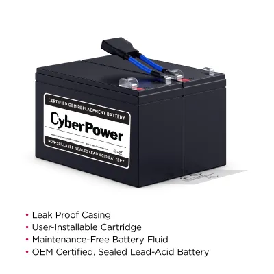 Cyber Power - RB1290X2B - UPS SYSTEMS REPLACEMENT BATTERY CARTRIDGE, 2 BATTERIES, 12V/9AH