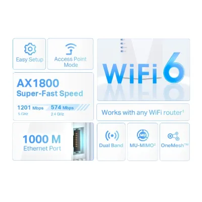 TP-Link - RE600X - AX1800 WI-FI 6 RANGE EXTENDER ACCS