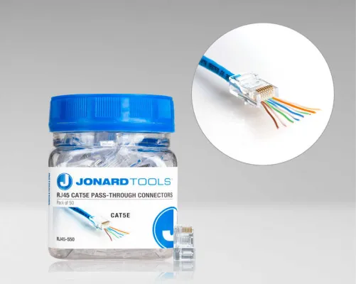 Jonard - RJ45-550 - RJ45 Cat5/5e Pass-Through Connectors, 50 Pcs In Jar