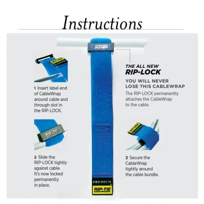 Rip-Tie - RLH-215-WO - One Inch Wide Rip-Lock CableWrap with Write-On Pull Tab 1" x 21.5"