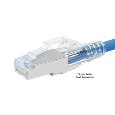 Simply 45 - S45-1050 - Standard Shielded (Internal ground) Cat5e STP RJ45 Modular Plugs, Blue Tint - 50pcs Clamshell