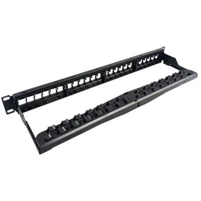 Simply 45 - S45-2024U - 24 Port Unloaded UTP Keystone Patch Panel, 1RU, Cable Management Bracket, cable ties and rack screws. 1ea/box