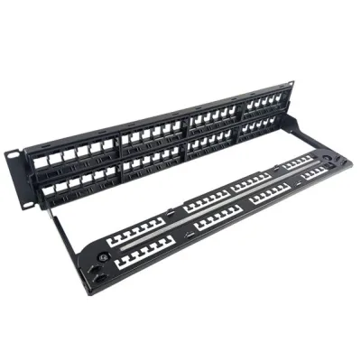 Simply 45 - S45-2048U - 48 Port Unloaded UTP Keystone Patch Panel, 2RU, Cable Management Bracket, cable ties and rack screws. 1ea/box