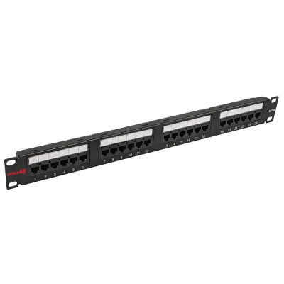 Simply 45 - S45-2524 - 24 Port Loaded UTP Cat5e Patch Panel, 1RU, 110 style, Cable Management Bracket, Cable Ties and Rack Screws. 1ea/box