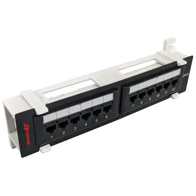Simply 45 - S45-2612 - 12 Port Loaded UTP Cat6 Patch Panel, 110 style, Wall Mount Bracket, Cable Ties and Rack Mount Screws. 1ea/box