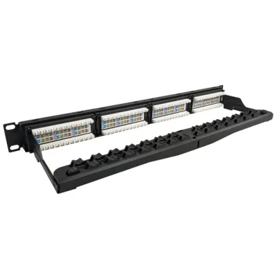 Simply 45 - S45-2624 - 24 Port Loaded UTP Cat6 Patch Panel, 1RU, 110 style, Cable Management Bracket, Cable Ties and Rack Screws. 1ea/box