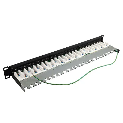 Simply 45 - S45-2724S - 24 Port Loaded STP Cat6/6a Patch Panel, 1RU, 110 style