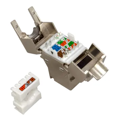 Simply 45 - S45-3750-25 - 10GBaseT STP 180° Shielded Keystone Jack (Toolless) for Cat7a/6a/7, w/6 1ea/Bag, 25/Pack