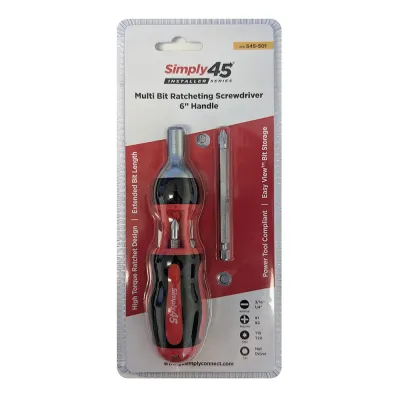 GoSimplyConnect - S45-501 - 7-in-1 multi bit ratcheting screwdriver, 9" full size - 1ea Blister Card