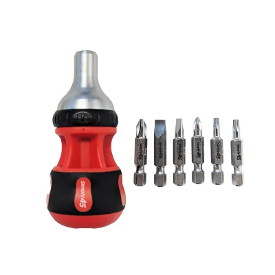 GoSimplyConnect - S45-502 - 7-in-1 multi bit ratcheting screwdriver, 4.5" stubby - 1 ea. Blister Pack