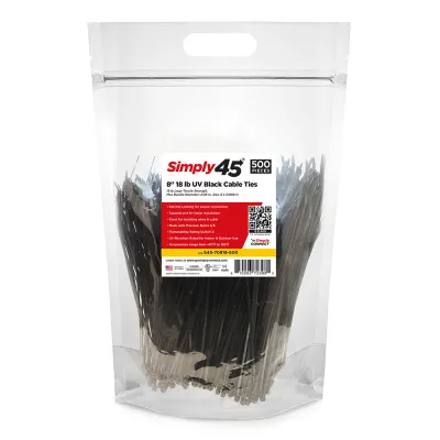 GoSimplyConnect - S45-70818-500 - 8" 18lb UV Black Cable Ties - 500pc Bag