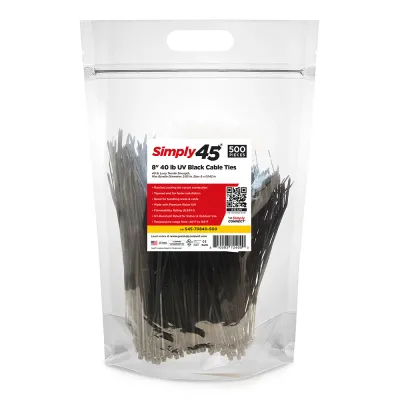 GoSimplyConnect - S45-70840-500 - 8" 40lb UV Black Cable Ties - 500pc Bag