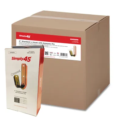 GoSimplyConnect - S45-JH64-50 - Standard J Hooks, Size 4" with Retainer Pin , 50 pc/Master Box
