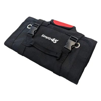 GoSimplyConnect - S45-TB100R - Heavy duty roll up tool bag, 5 zippered pouches, black and red - 1Ea/Tagged
