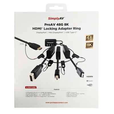 GoSimplyConnect - SAV-L002 - ProAV 8K Loaded Adapter Includes: (1) DP1.4, (1) MDP1.4, (1) USB-C, (1), (1) Source Harness, (1) Locking Harness