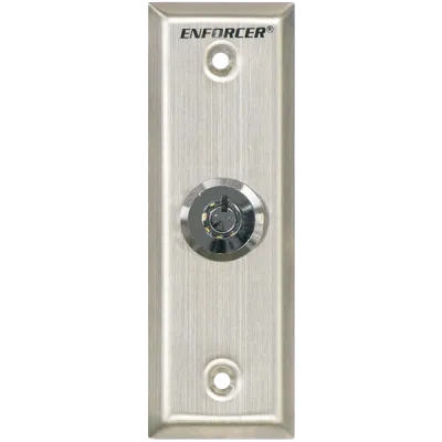 SECO-LARM - SD-71002-V0 - Shunt (maintained) N.C. turn-to-open keylock switch in a slimline stainless-steel plate. Key #1300.