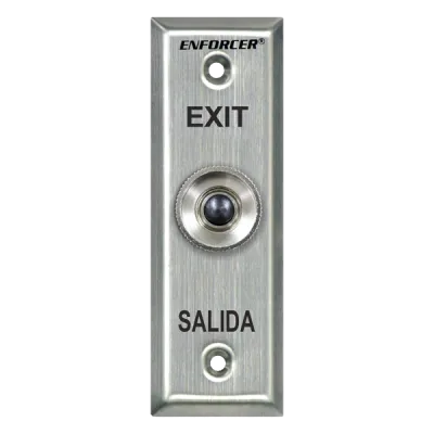 SECO-LARM - SD-7101KBPE1Q - Black pushbutton on stainless-steel, slimline face plate. N.C. (push-to-open) switch, 1A@125VAC. "EXIT" and "SALIDA" printed on plate.