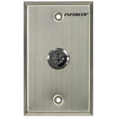 SECO-LARM - SD-72051-V0 - Spring-loaded (momentary) N.C. turn-to-open keylock switch, in single-gang stainless-steel plate. Key #1300.