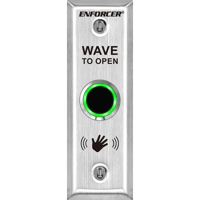SECO-LARM - SD-9163-KSQ - Outdoor No-Touch Sensor with English message, slimline. Adjustable sensing range and relay trigger duration. "NO TOUCH EXIT" is printed on plate. ETL Listed. Conforms to UL Std. 294