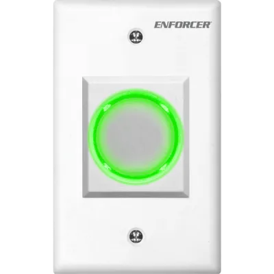 SECO-LARM - SD-927PWCQ - IR No-Touch Request-To-Exit Sensor with white plate & white body. Green illuminated ring turns red and 3A relay is triggered when hand is passed in front of the plate. Includes decals in English, Spanish, and French.