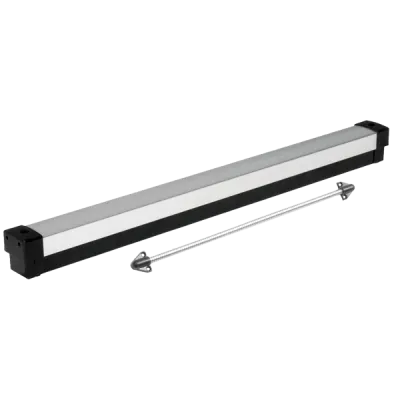 SECO-LARM - SD-961A-36 - Push-to-Exit Bar for 36" doors. Brushed aluminum with a black base. Includes two built-in momentary contacts (NO/NC) and SD-969-A18 armored door cord.