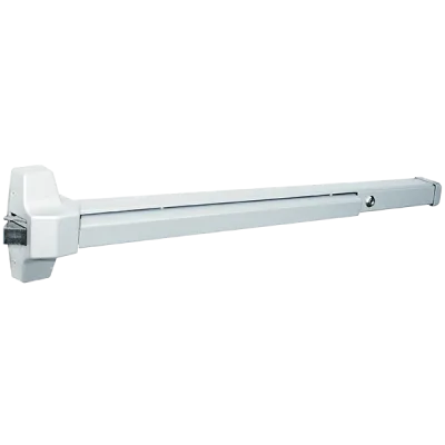 SECO-LARM - SD-962AR-36A - Rim-Type Exit Device for 36" doors (32¾" length). Dead latch for additional security, reversible, bar can be locked open. UL Listed, Silver.