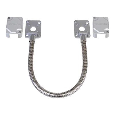 SECO-LARM - SD-969-M15Q/S - Stainless-steel armored door cord with removeable cover (Silver), cord length 15" (39cm).