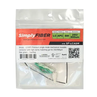 GoSimplyConnect - SF-LCASM - LC/APC single-mode mechanical connector with high clarity matching gel for 250/900µm fiber, green - 1ea/Bag