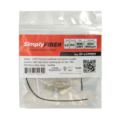 GoSimplyConnect - SF-LCPMM1 - LC/PC multimode mechanical connector with high clarity matching gel, 62.5µm, OM1, 250/900µm fiber, beige - 1ea/Bag