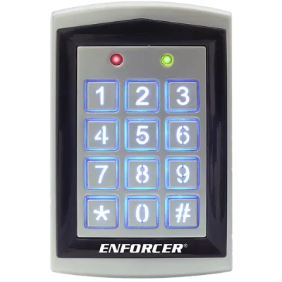 SECO-LARM - SK-1323-SPQ - Sealed-Housing Outdoor Stand-Alone Keypad with Built-In Proximity Reader (125kHz). Weatherproof (IP65), backlit keys, 1,010 user codes, 2~6 digit code length, two relay outputs (Form C NO/NC/COM), two egress inputs, one door