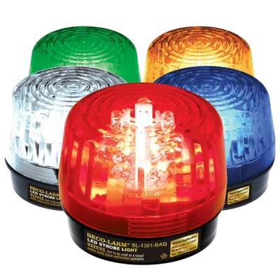 SECO-LARM - SL-1301-BAQ/C - 9~24 VAC/VDC LED Strobe Light – 32 LEDs, Adjustable Flash Speeds & Patterns, Clear