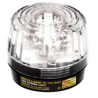 SECO-LARM - SL-1301-BAQ/C - 9~24 VAC/VDC LED Strobe Light – 32 LEDs, Adjustable Flash Speeds & Patterns, Clear