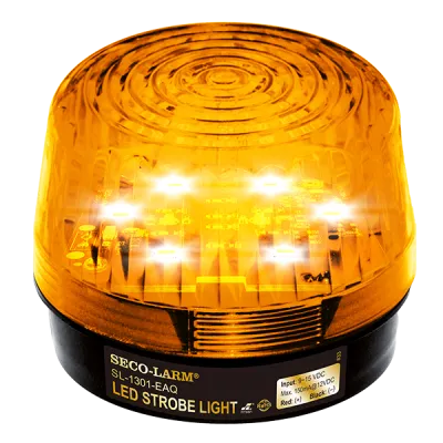 SECO-LARM - SL-1301-EAQ/A - 6~12 VDC LED Strobe Light. Incorporates 12 LEDs. 50,000-Hour operating life. Flash only. Indoor/outdoor use. Amber lens.