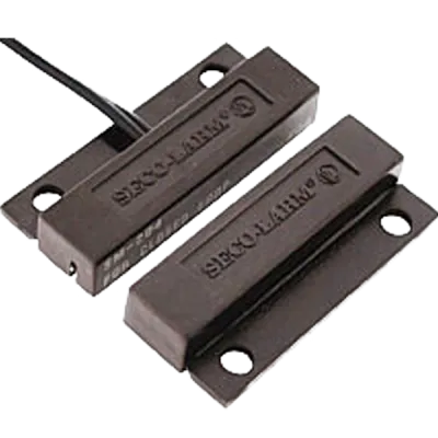 SECO-LARM - SM-204Q/BR - Surface-Mount Closed Loop Magnetic Contact with flange and pre-wired 15" leads from center, brown. 1" Gap. Mounts with screws or included 3M tape. UL listed. Sold in multiples of 10 (price is for 1 pc).