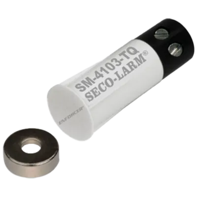 SECO-LARM - SM-4103-TQ/W - ⅜" Rare-Earth, Stubby Press-Fit Mount Closed Loop Magnetic Contact with quick-connect terminal block. 1/2" Gap. White. Sold in multiples of 10 (price is for 1 pc).