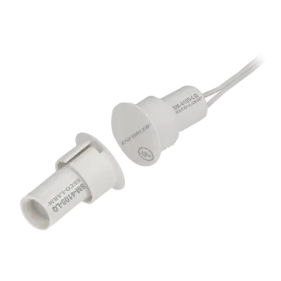 SECO-LARM - SM-4105-LQ/W - 3/4″ Steel-Door Recessed-Mount Magnetic Contact - White, 1″ (25mm) Gap, Closed loop, UL Listed