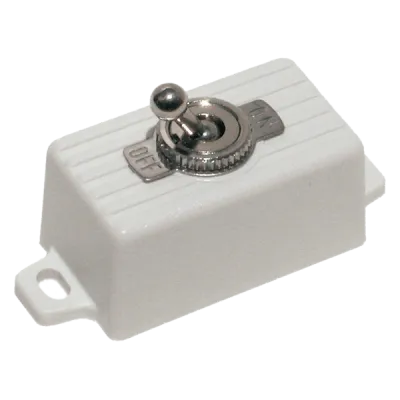 SECO-LARM - SS-076Q/SW - SPST Toggle Switch in plastic case with 6" wire leads. Rated 3A@125VDC. Snow-white. Sold in multiples of 10 (price is for 1 pc).
