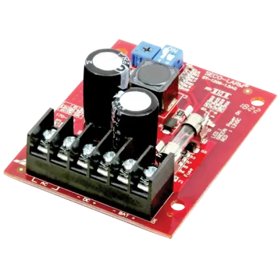 SECO-LARM - ST-1206-1.5AQ - Power Supply Charger. Provides 6 or 12 VDC regulated output at 1.5A continuous and 2A peak.